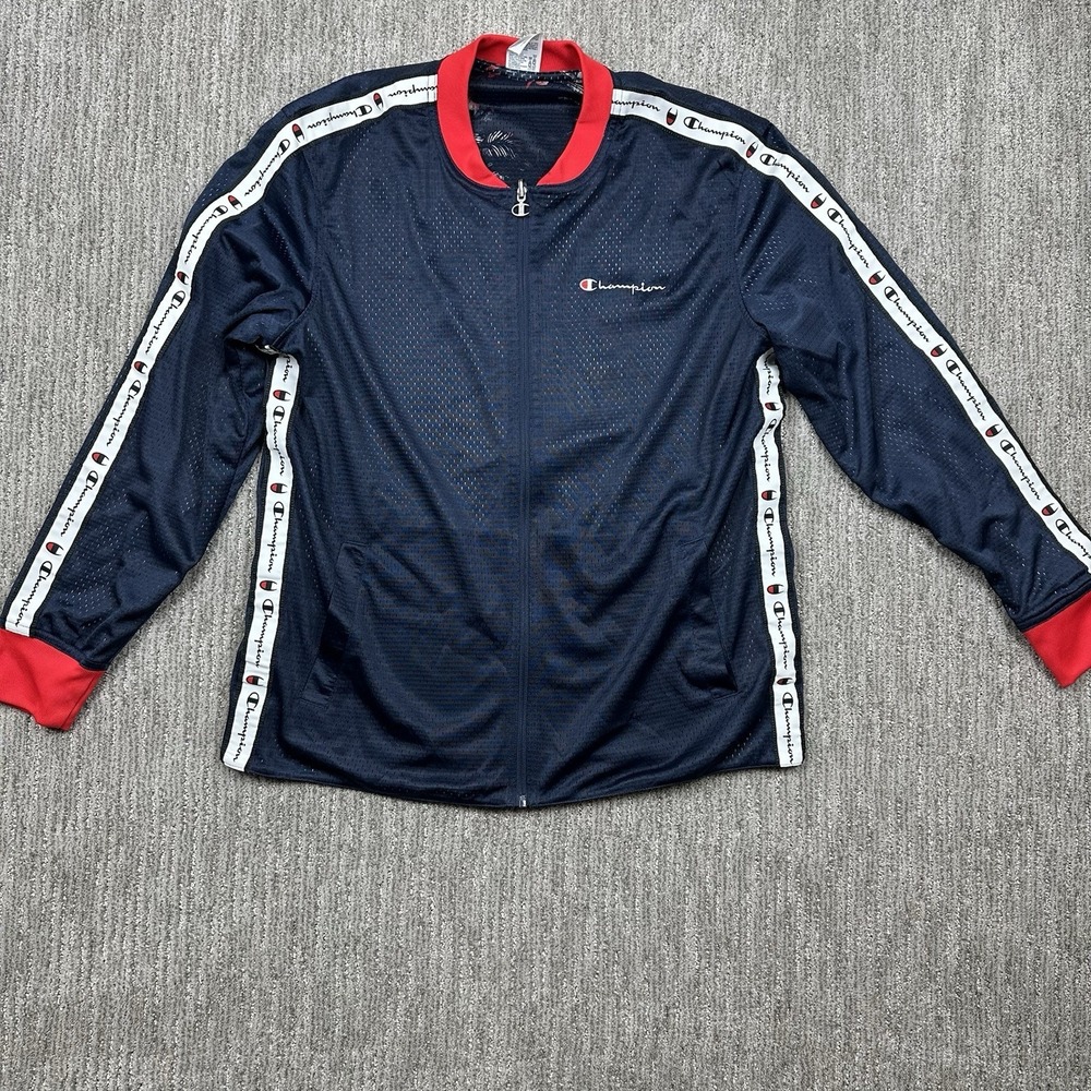Champion Reversible Mesh Zip Up Jacket MENS Large Blue Floral Full Zip Game Day